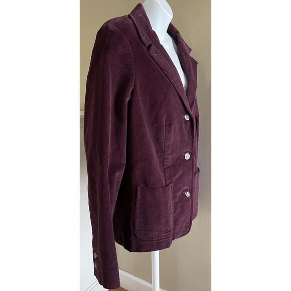 LL Bean Blazer Womens Size 16 R Plum Corduroy Button Jacket Pockets Classic - Picture 4 of 9